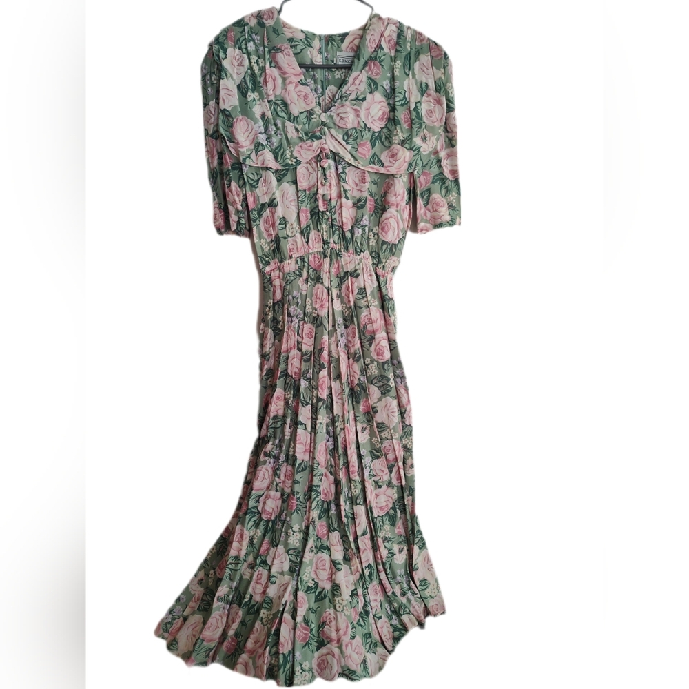 Vintage 80's Floral Pleated Dress